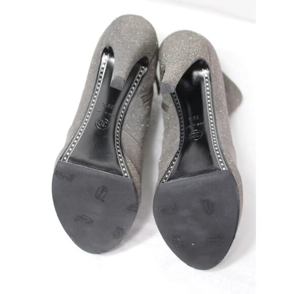 CHANEL GLITTER CAP TOE CC ANKLE BOOTS BOOTIES HEELS 39.5 AUTHENTIC BOX! - Picture 9 of 10